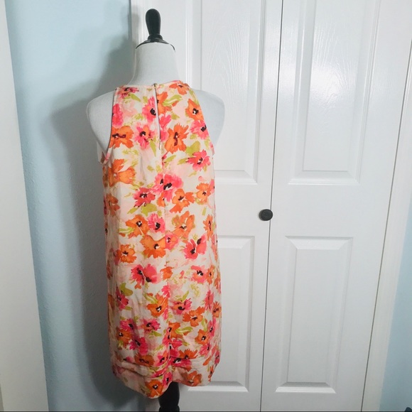 Ann Taylor Loft Spring Floral Flowy Shift Dress Size 4 Small Pink & Orange - Picture 5 of 8